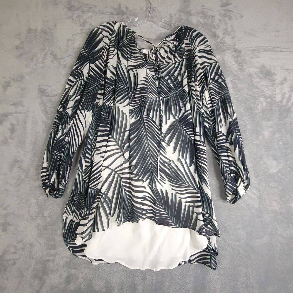 Boss Womens Blouse‎ Green Floral 3/4 Sleeve High Low 18 New